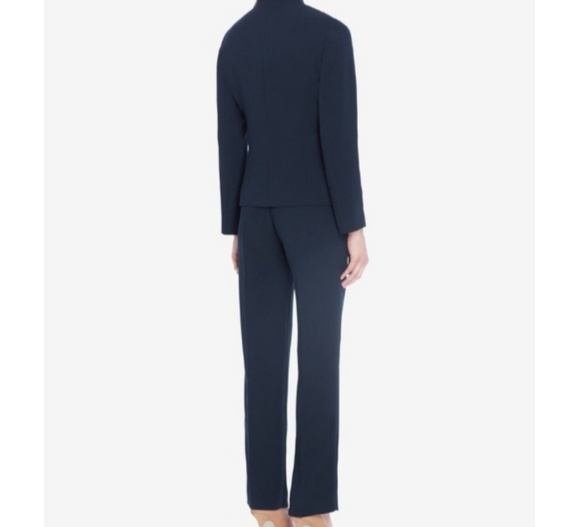 Tahari ASL 2 Piece Pant/Jacket Suit Size 10 Navy - Picture 2 of 6